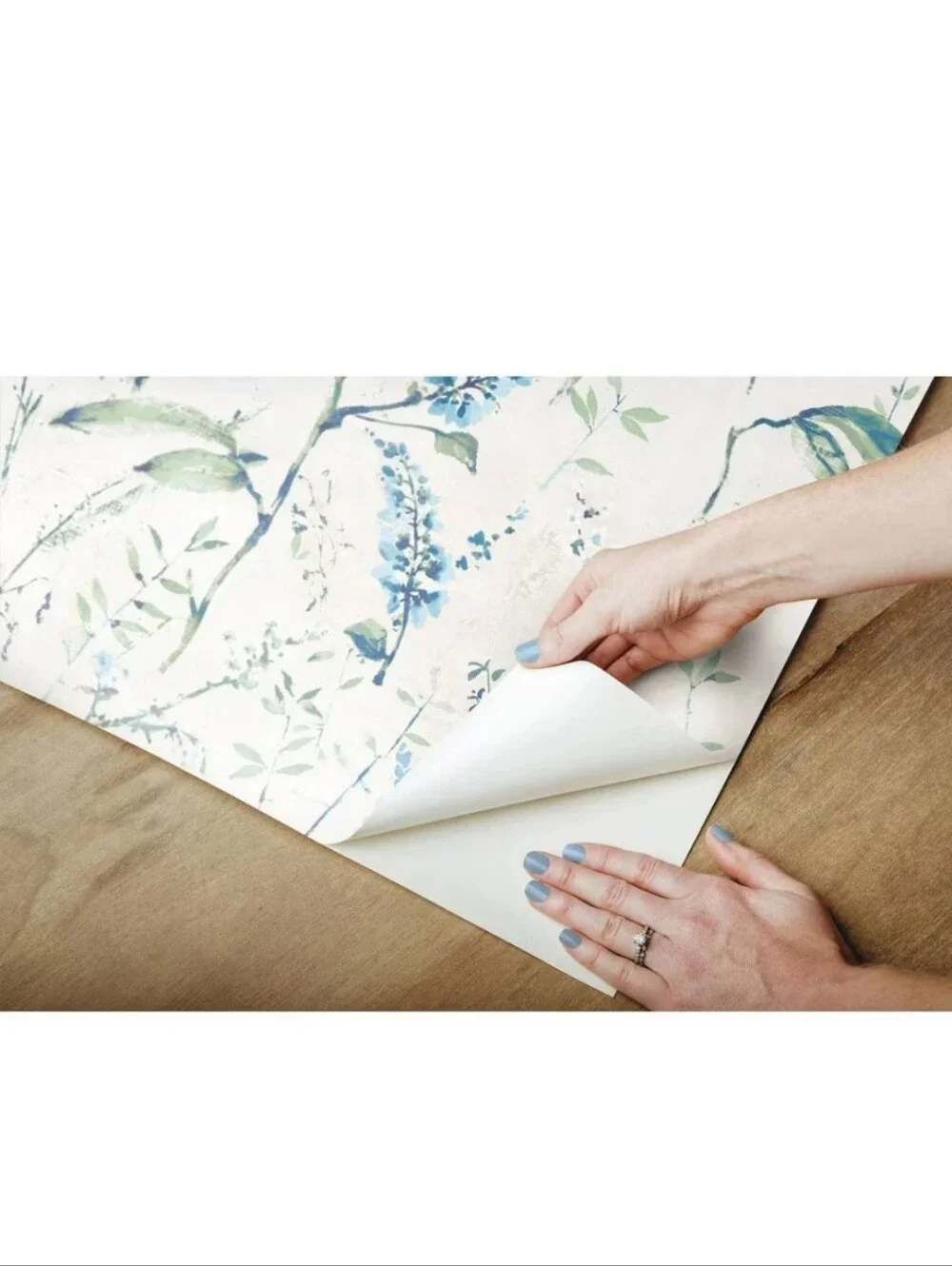 RoomMates Floral Sprig Peel and Stick Wallpaper Blue